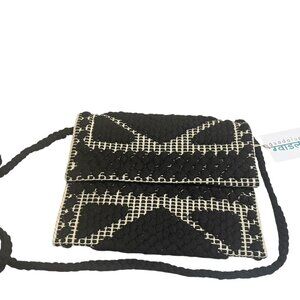 Guadalupe Designs Black & Natural Woven Clutch Crossbody NWT